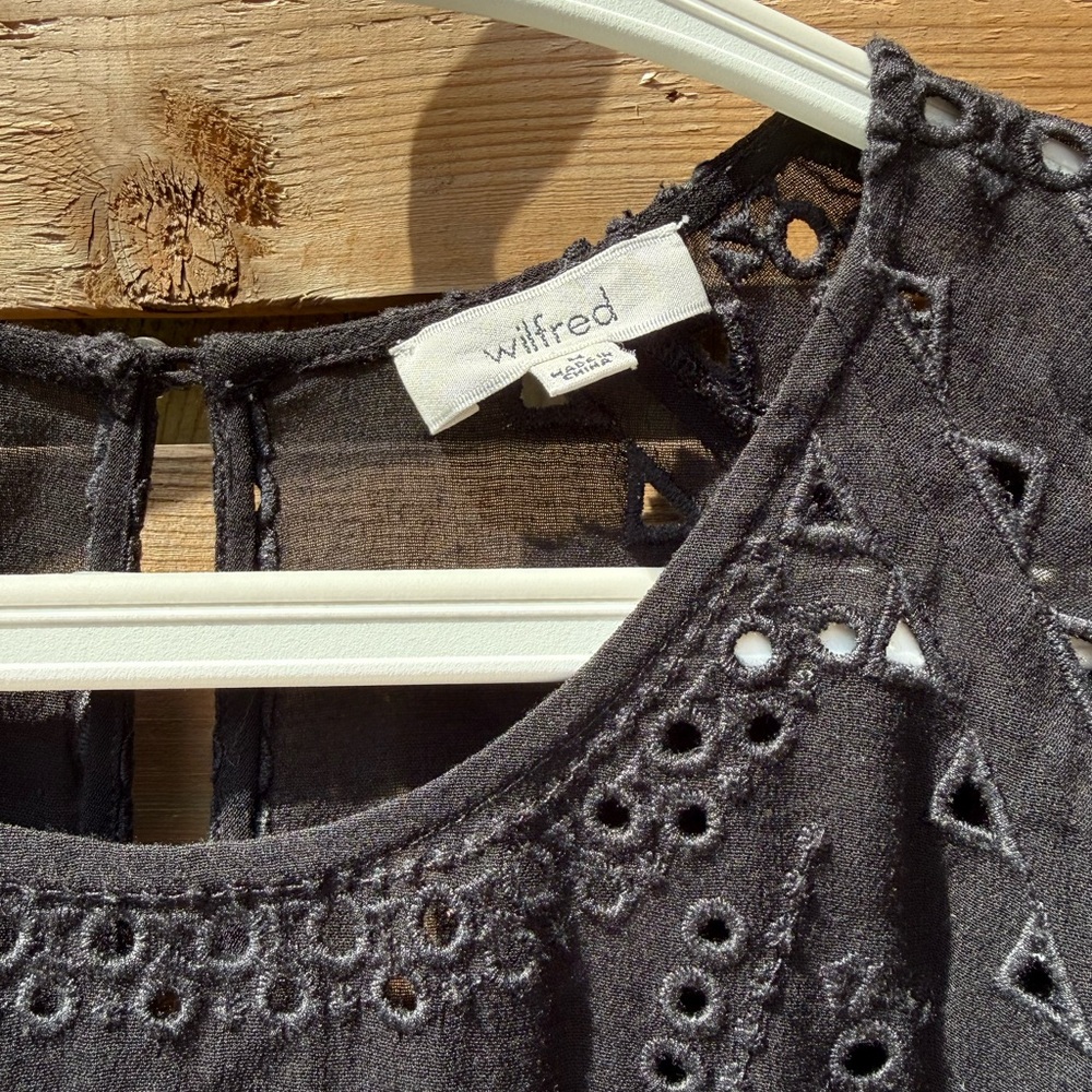 Wilfred black eyelet long sleeve dress.